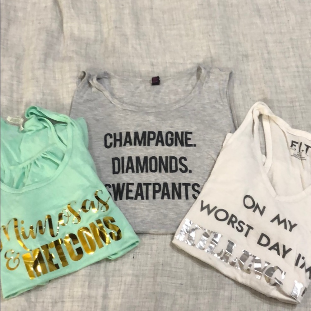 3 pack workout/lounge tops Size Medium